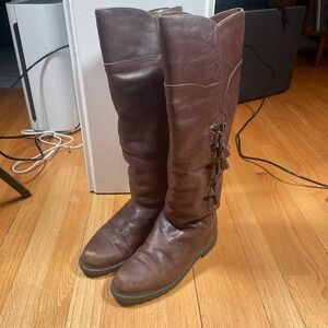 Vintage Young Time Leather Fleece Lined Snow Boots Made in Italy Womens 8.5